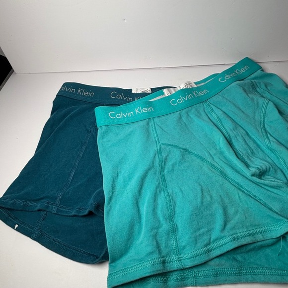 Calvin Klein Mens Boxer Briefs 2 Pack Teal Blue Green M M Cotton Stretch - Picture 2 of 11